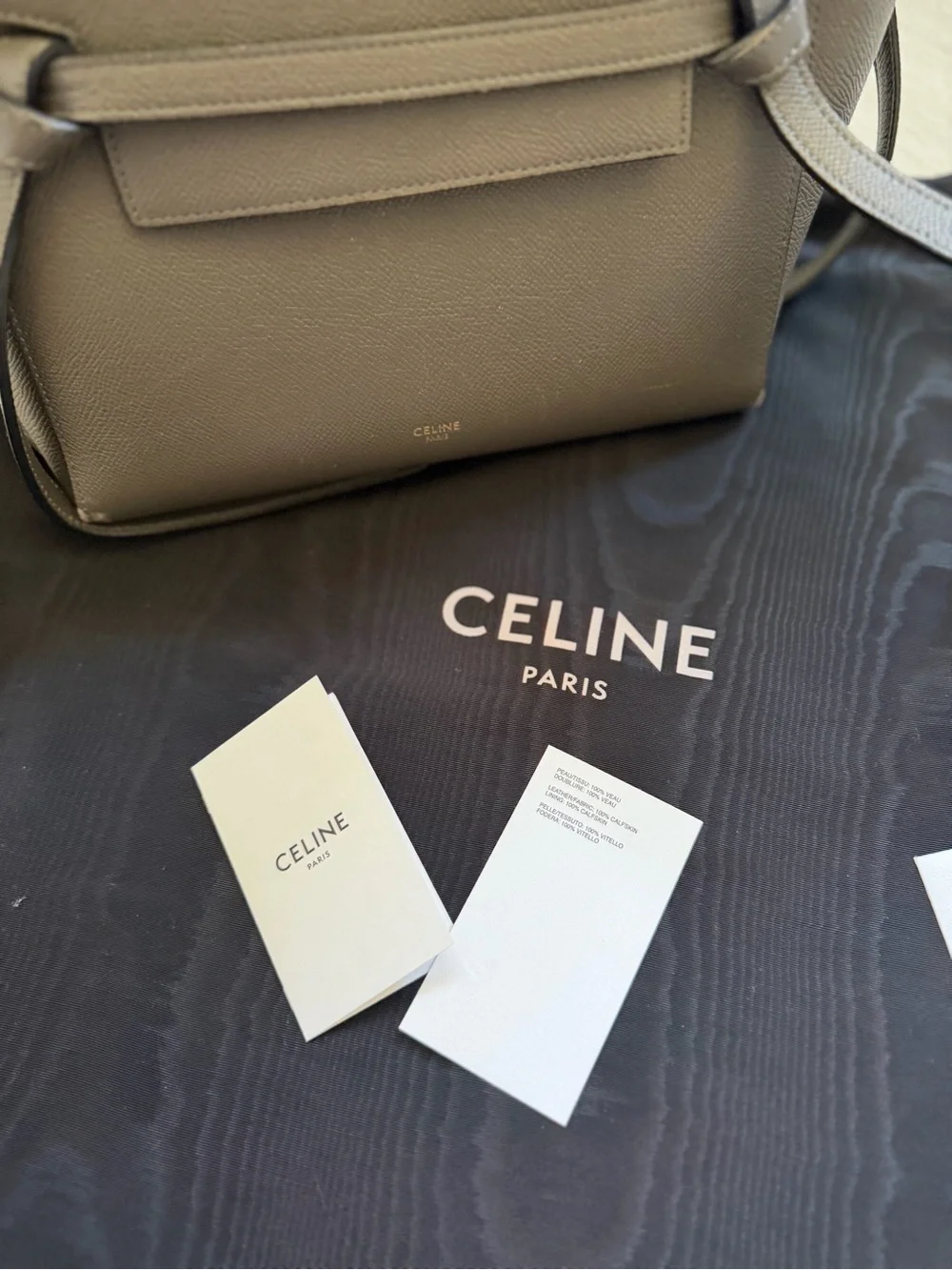 Celine grey Leather Micro Belt Satchel